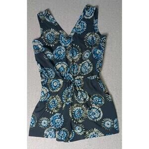 Toad And Co Sleeveles Shorts Romper Womens Size Small Blue Tie Dye Bursts...